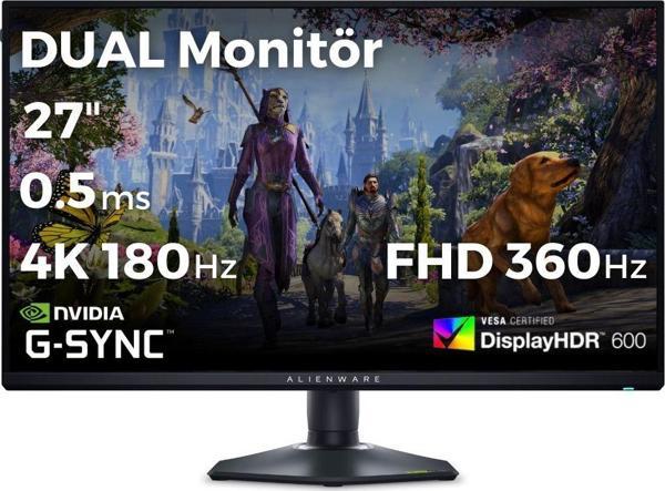 Dell Alienware AW2725QF 27 Dual Çözünürlük 4K 180Hz - FHD 360Hz 0.5ms HDMI DP Type-C HDR 600 G-Sync - Image 1