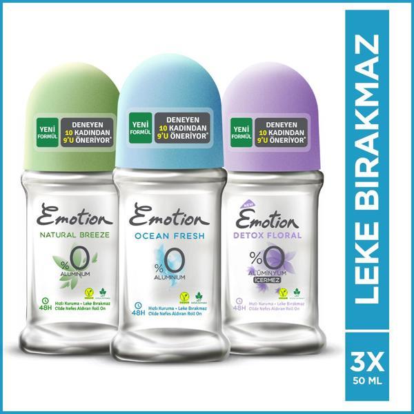 Emotion Kadın Roll On 50 Ml 3'lü Tanışma Seti (Natura Breeze,Ocean Fresh,Detox Floral) - Image 1