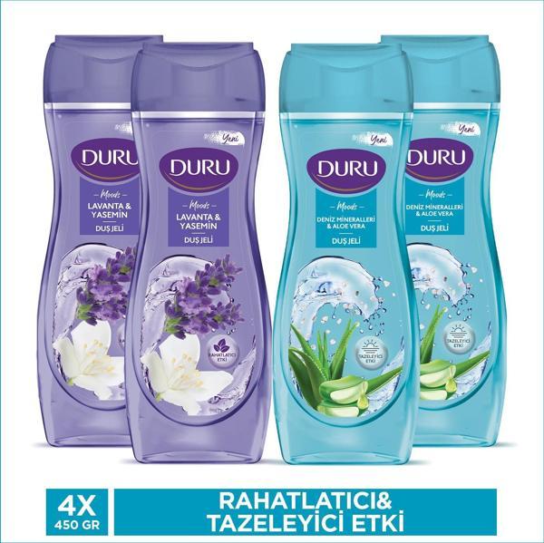 Duru Moods Deniz Mineralleri&Aloe Vera + Lavanta & Yasemin Duş Jeli 4x450 Ml - Image 1