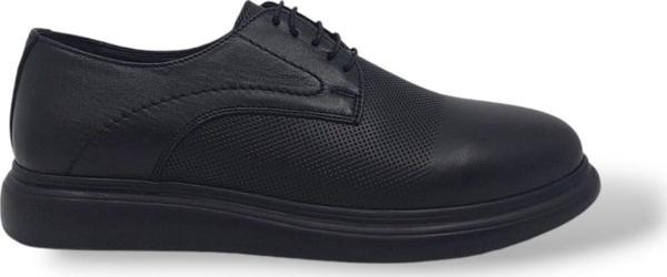 Zerhan 249 Erkek Siyah Bağcıklı Hakiki Deri Casual Ayakkabı - Image 1