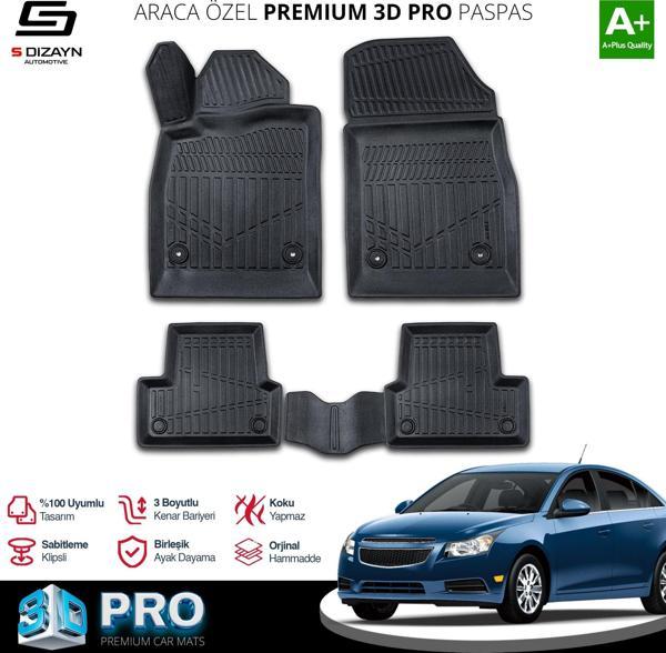 S-Dizayn Chevrolet Cruze 3D Pro Havuzlu Paspas 2008-2019 A+ Kalite - Image 1