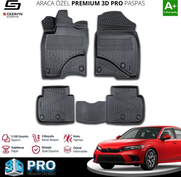 S-Dizayn Honda Civic 3D Pro Havuzlu Paspas 2021 Üzeri A+ Kalite - Image 1