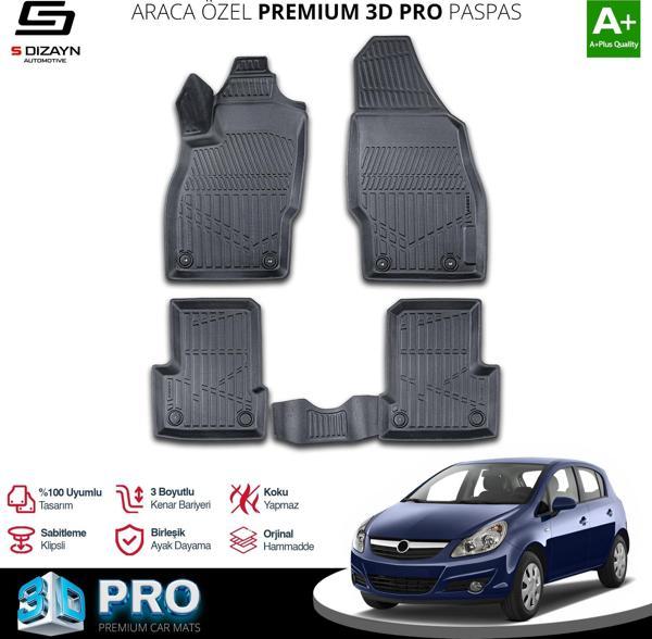 S-Dizayn Opel Corsa D 3D Pro Havuzlu Paspas 2006-2014 A+ Kalite - Image 1