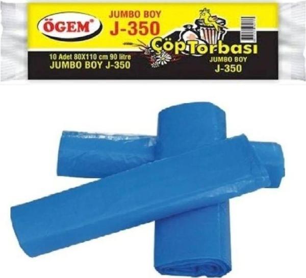 Mbb E-Ticaret J-350 Jumbo Boy Çöp Torbası 80 X 110 Cm 10 Lu Rulo X 1 Paket = 10 Adet (Mavi) - Image 1