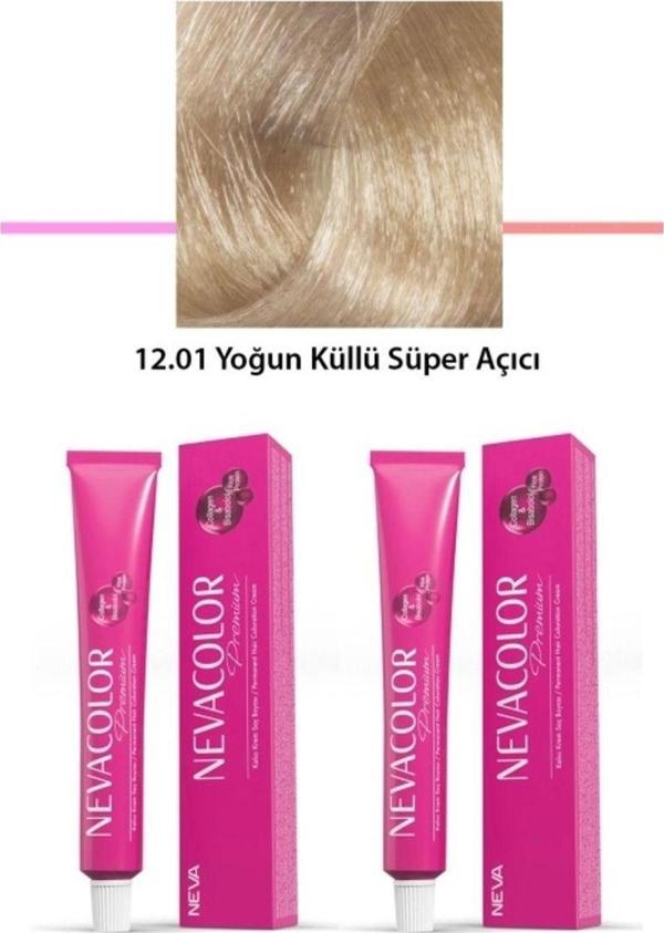 Mbb E-Ticaret 2 Li Set Premium 12.01 Yoğun Küllü Süper Açıcı - Kalıcı Krem Saç Boyası 2 X 50 G Tüp - Image 1
