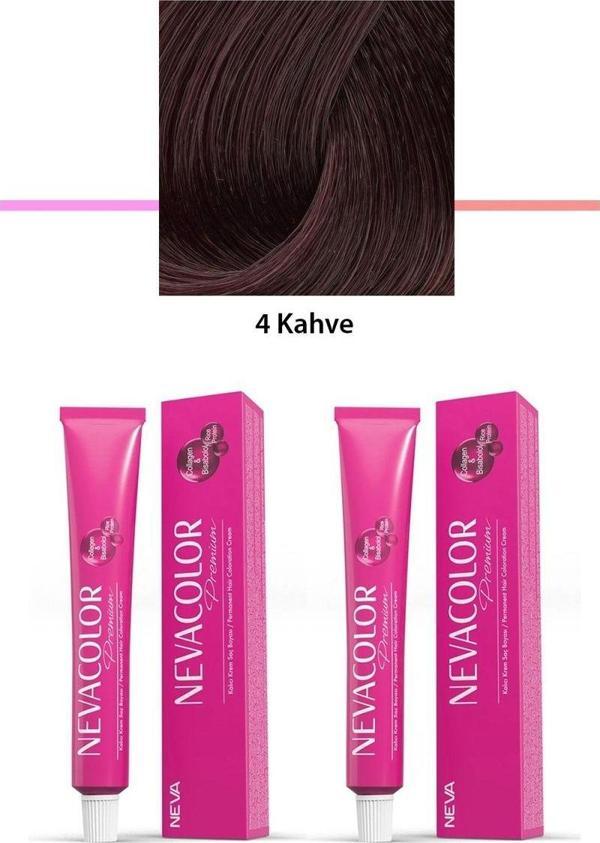 Mbb E-Ticaret 2 Li Set Premium 4 Kahve - Kalıcı Krem Saç Boyası 2 X 50 G Tüp - Image 1