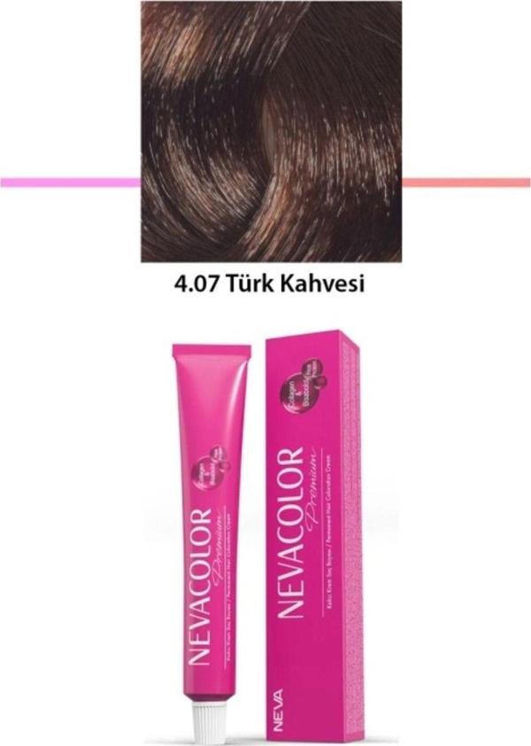 Mbb E-Ticaret Premium 4.07 Türk Kahvesi - Kalıcı Krem Saç Boyası 2 X 50 G Tüp - Image 1