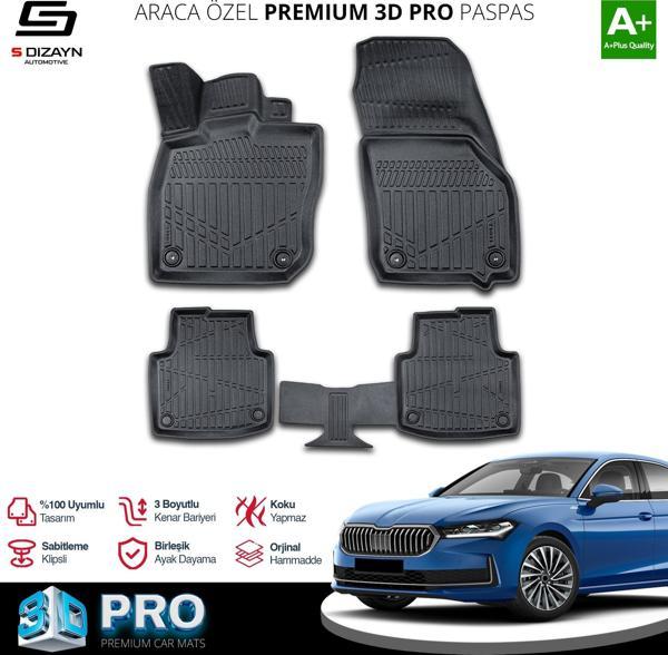 S-Dizayn Skoda SuperB 3D Pro Havuzlu Paspas 2024 Üzeri A+ Kalite - Image 1