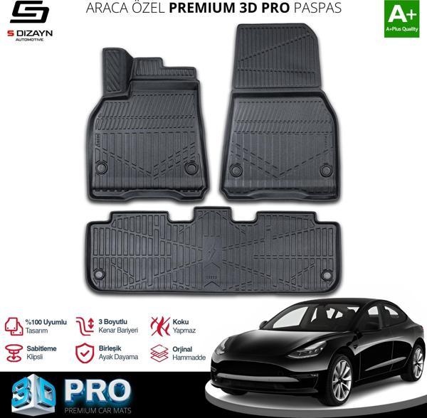 S-Dizayn Tesla Model Y 3D Pro Havuzlu Paspas 2020 Üzeri A+ Kalite - Image 1