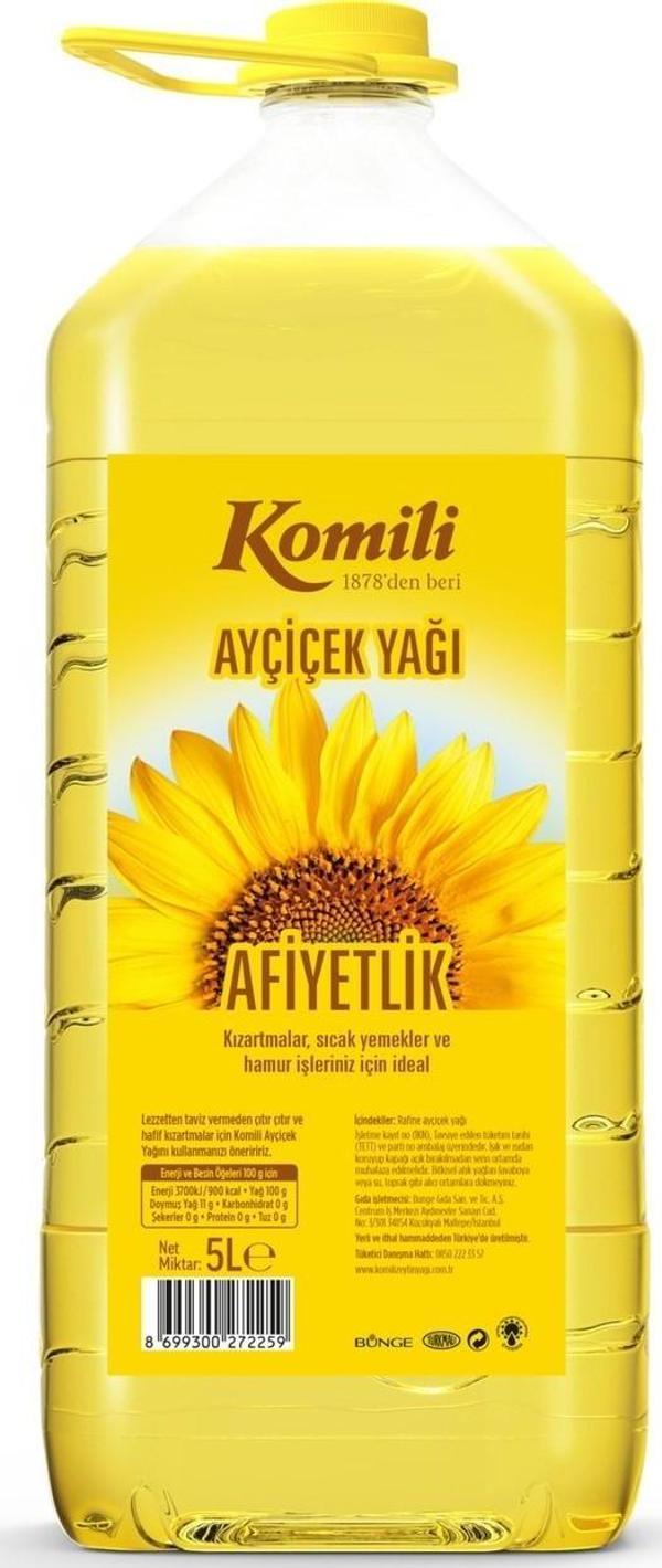Komili Ayçiçek Yağı 5 Lt Dar Ağız Pet Şişe - Image 1