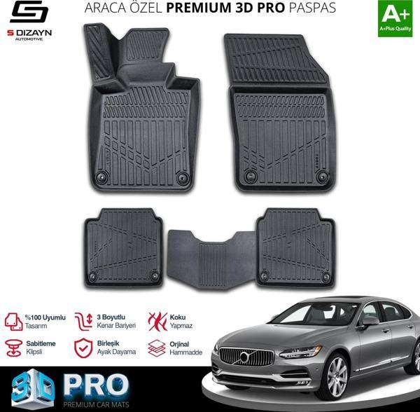 S-Dizayn Volvo S90 3D Pro Havuzlu Paspas 2020 Üzeri A+ Kalite - Image 1