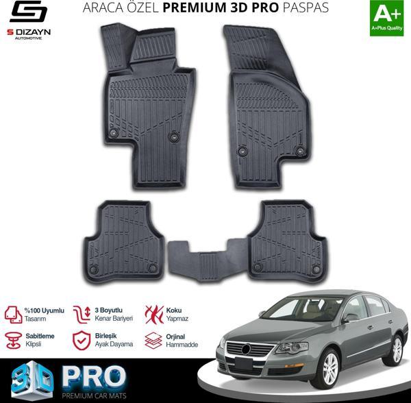 S-Dizayn VW Passat B6 3D Pro Havuzlu Paspas 2005-2010 A+ Kalite - Image 1
