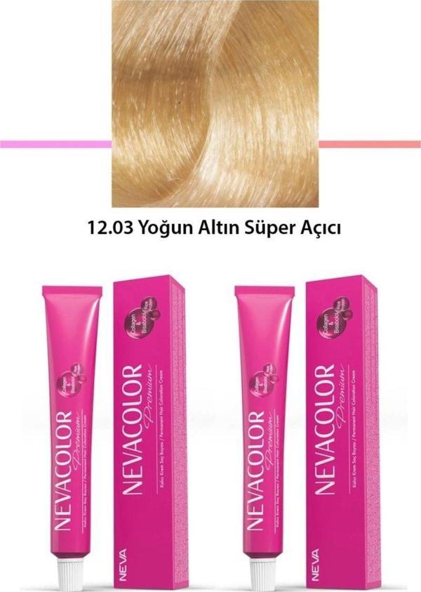 Mbb E-Ticaret 2 Li Set Premium 12.03 Yoğun Altın Süper Açıcı - Kalıcı Krem Saç Boyası 2 X 50 G Tüp - Image 1