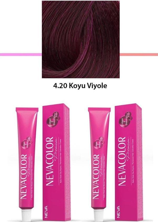 Mbb E-Ticaret 2 Li Set Premium 4.20 Koyu Viyole - Kalıcı Krem Saç Boyası 2 X 50 G Tüp - Image 1