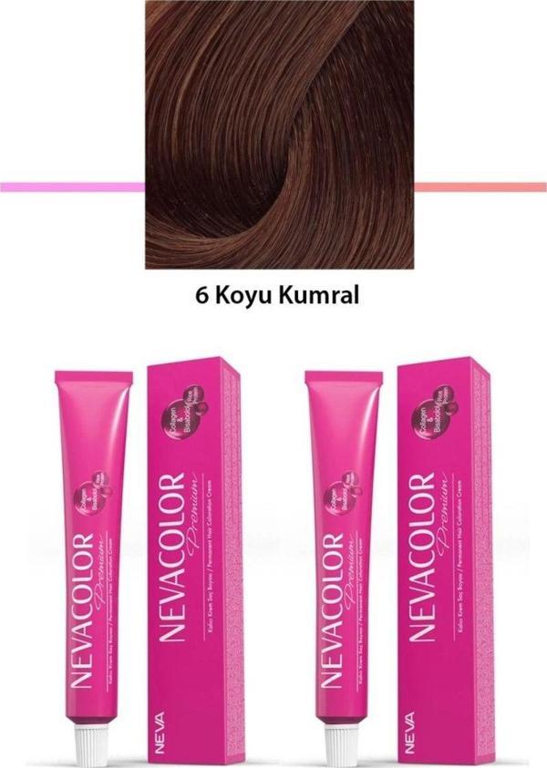 Mbb E-Ticaret 2 Li Set Premium 6 Koyu Kumral - Kalıcı Krem Saç Boyası 2 X 50 G Tüp - Image 1