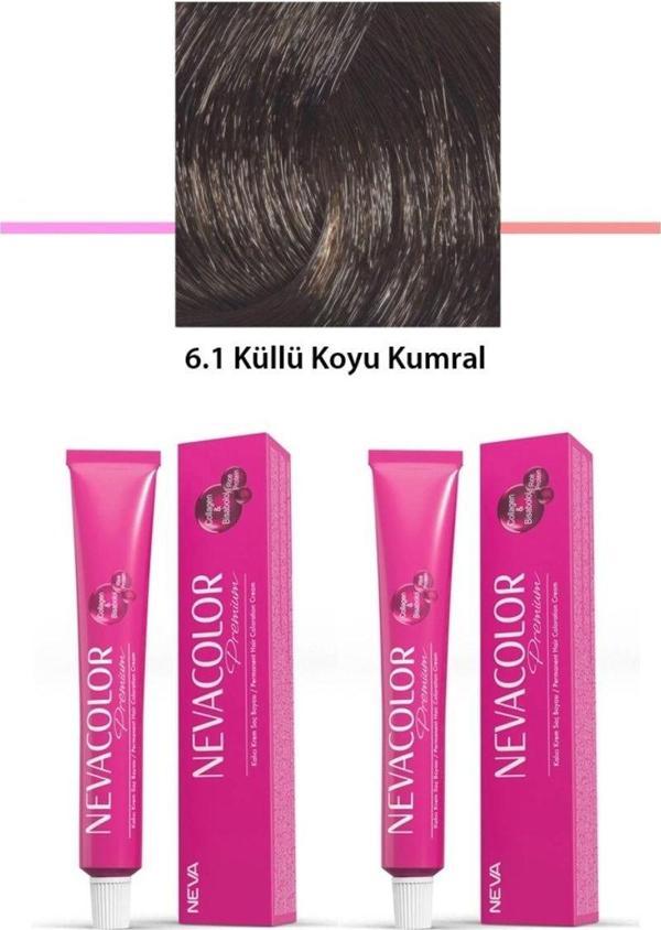 Mbb E-Ticaret 2 Li Set Premium 6.1 Küllü Koyu Kumral - Kalıcı Krem Saç Boyası 2 X 50 G Tüp - Image 1