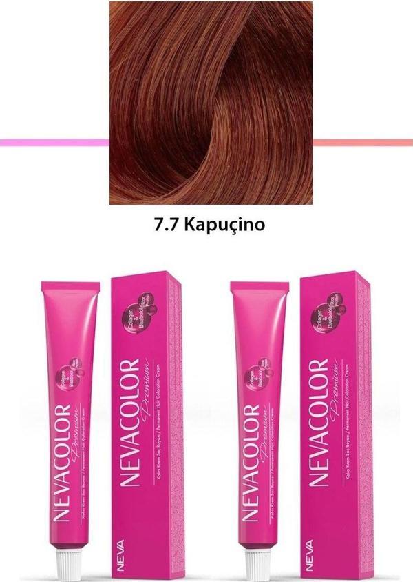 Mbb E-Ticaret 2 Li Set Premium 7.7 Kapuçino - Kalıcı Krem Saç Boyası 2 X 50 G Tüp - Image 1