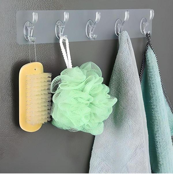 Mbb E-Ticaret 5?Li Güçlü Yapışkanlı Şeffaf Duvar Askısı Banyo Mutfak Düzenleyici Pratik Askılık - Image 1
