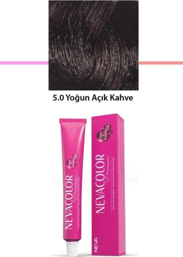 Mbb E-Ticaret Premium 5.0 Yoğun Açık Kahve - Kalıcı Krem Saç Boyası 2 X 50 G Tüp - Image 1