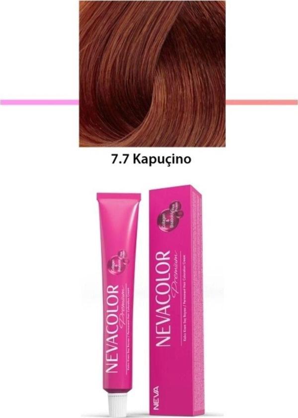 Mbb E-Ticaret Premium 7.7 Kapuçino - Kalıcı Krem Saç Boyası 2 X 50 G Tüp - Image 1