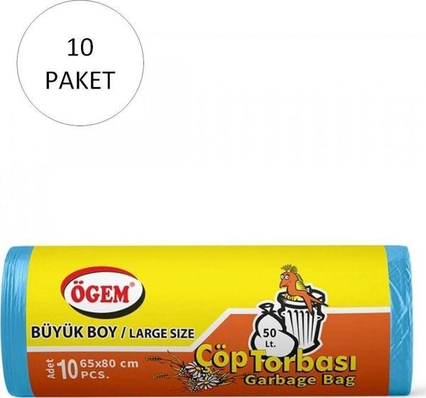 Mbb E-Ticaret Çöp Torbası 65 X 80 Cm 10 Lu Rulo X 10 Paket = 100 Adet (Mavi)-Büyük Boy  - Image 1