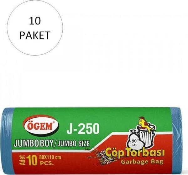 Mbb E-Ticaret J-250 Jumbo Boy Çöp Torbası 80 X 110 Cm 10 Lu Rulo X 10 Paket = 100 Adet (Mavi) - Image 1