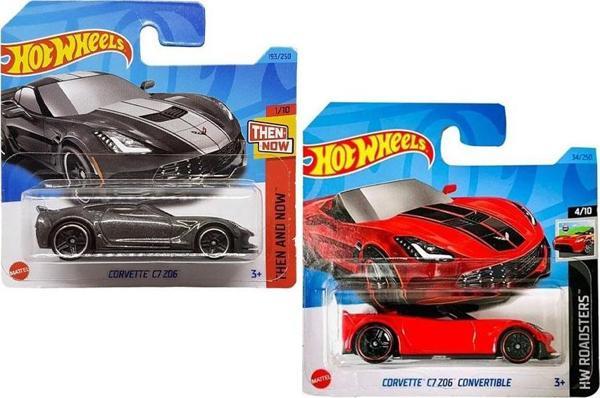 Hot Wheels Corvette C7 Z06 Convertible 2 Araç Set Kırmızı & Füme (1/64) - Image 1