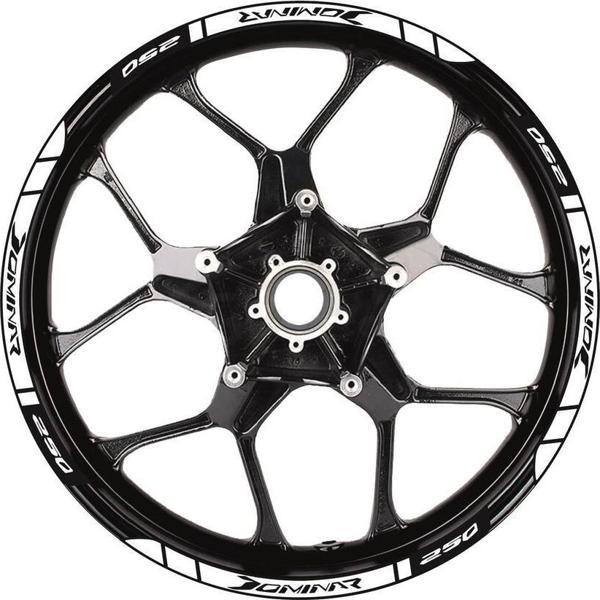 Bajaj Dominar 250 Baskılı Jant Dışı Şerit Motosiklet Sticker Etiket Modeli Beyaz - Image 1