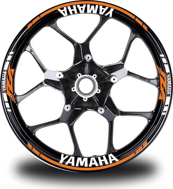 Yamaha YZF Yazılı Neon Turuncu Takım Jant Sticker Modeli - Image 1
