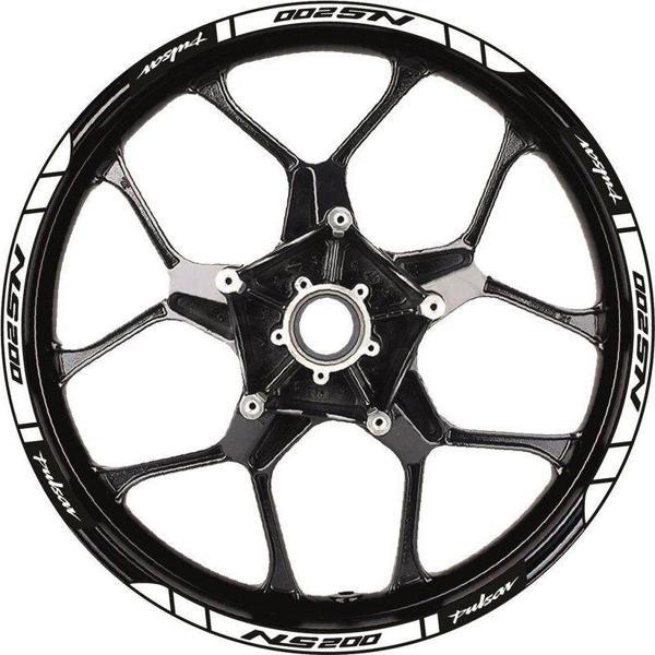 Bajaj Pulsar NS200 Baskılı Jant Dışı Şerit Motosiklet Sticker Etiket Modeli Beyaz - Image 1