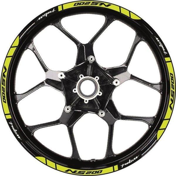 Bajaj Pulsar NS200 Baskılı Jant Dışı Şerit Motosiklet Sticker Etiket Modeli Sarı - Image 1