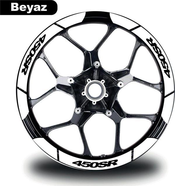 Beyaz CF MOTO 450 SR Geniş Jant Sticker Etiket Modeli - Image 1
