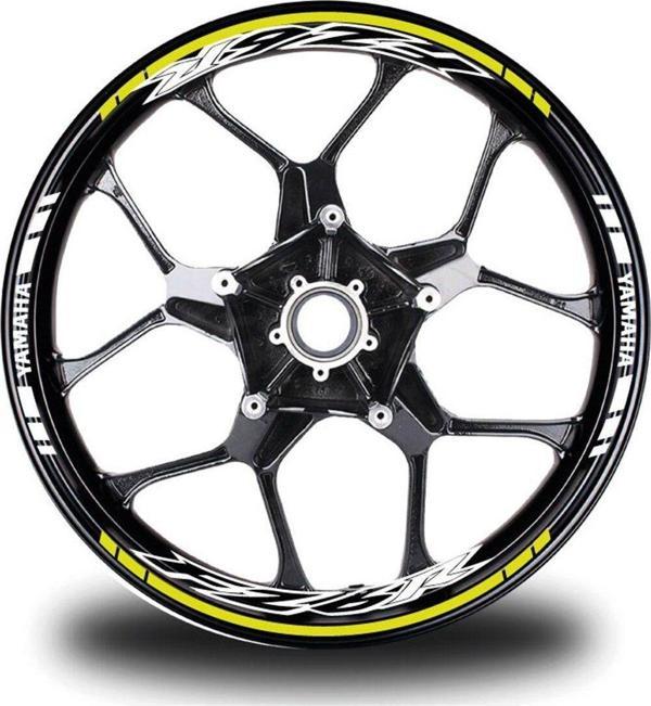 Neon Sarı Yamaha FZ6R Takım Jant Sticker Etiket - Image 1