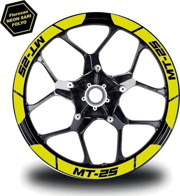 Neon Sarı Yamaha MT-25 Geniş Jant Sticker Etiket Modeli - Image 1