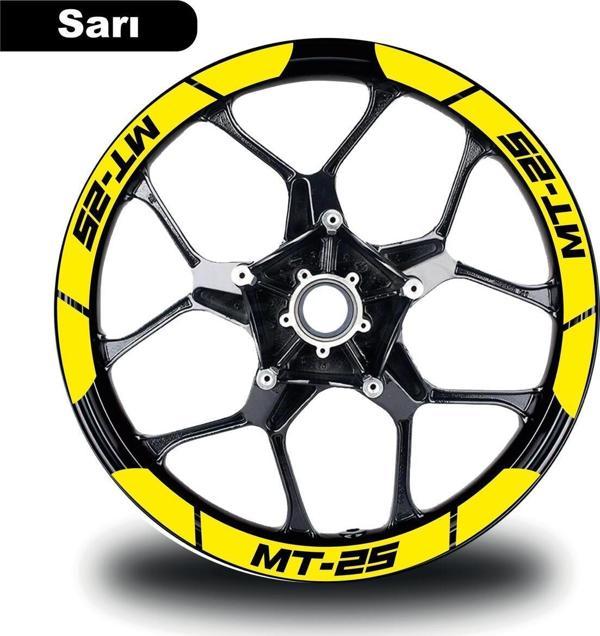 Sarı Yamaha MT-25 Geniş Jant Sticker Etiket Modeli - Image 1