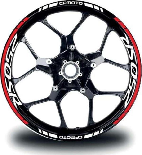 CFMOTO 250SR Jant Sticker İç & Dış Takım Etiket Modeli Kırmızı - Beyaz - Image 1