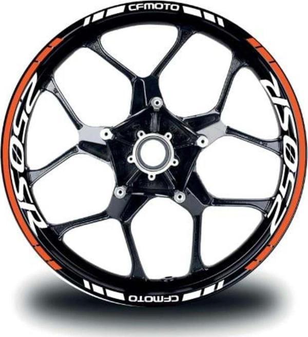 CFMOTO 250SR Jant Sticker İç & Dış Takım Etiket Modeli Turuncu - Beyaz - Image 1