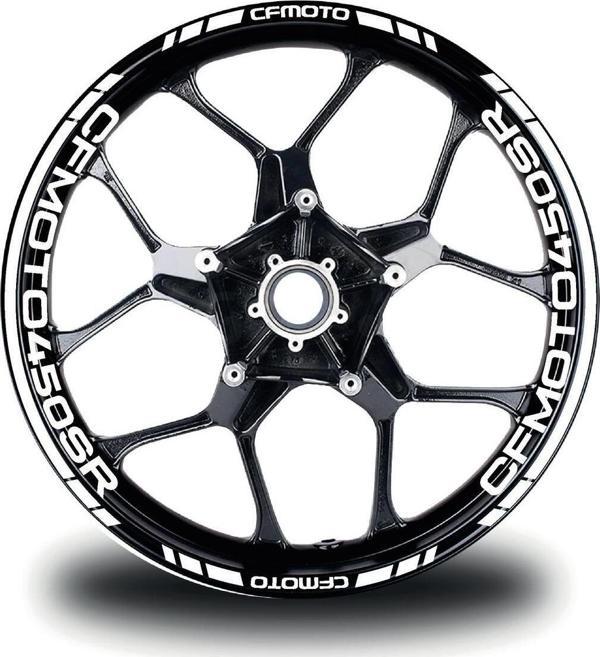 CFMOTO 450SR Jant Sticker İç Dış Yazılı Beyaz - Image 1