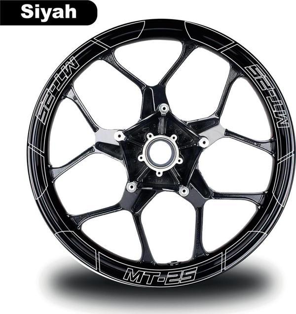 Siyah Yamaha MT-25 Geniş Jant Sticker Etiket Modeli - Image 1