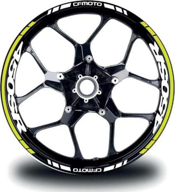 CFMOTO 450SR Sticker Jant İç & Dış Yazılı Etiket Modeli Neon Sarı - Beyaz - Image 1