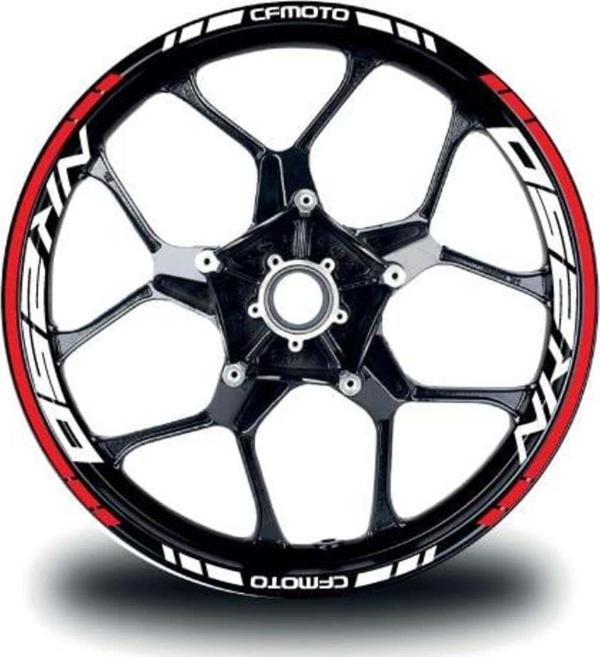 CFMOTO NK250 Jant Sticker İç & Dış Takım Etiket Modeli Kırmızı - Beyaz - Image 1
