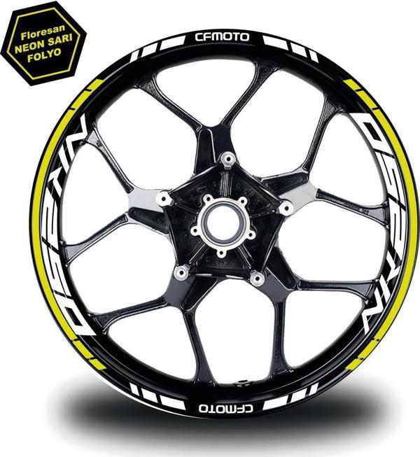 CFMOTO NK250 Jant Sticker İç & Dış Takım Etiket Modeli Neon Sarı - Beyaz - Image 1