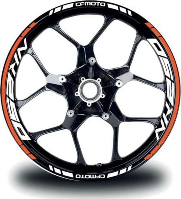 CFMOTO NK250 Jant Sticker İç & Dış Takım Etiket Modeli Turuncu - Beyaz - Image 1