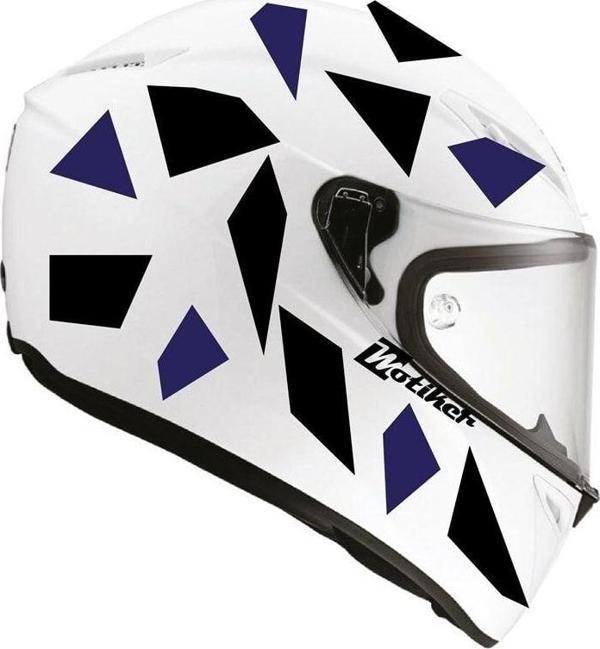Kare Siyah Mavi Kamuflaj Kask Sticker Modeli 2 - Image 1