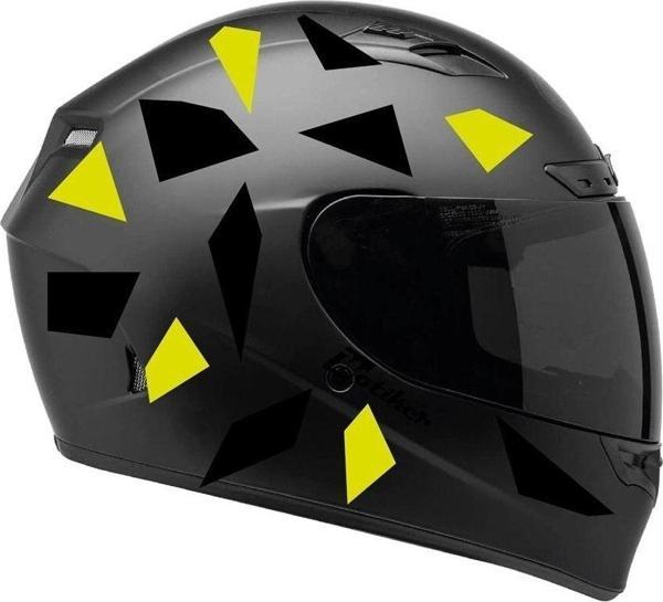 Kare Siyah Neon Sarı Kamuflaj Kask Sticker Modeli 2 - Image 1