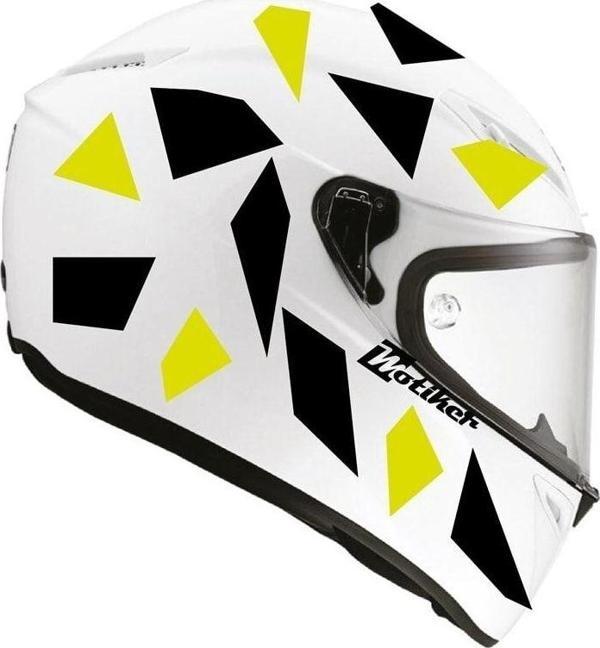 Kare Siyah Neon Sarısı Kamuflaj Kask Sticker Modeli - Image 1