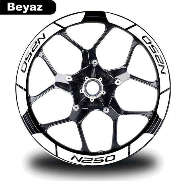 Beyaz Bajaj N250 Geniş Jant Sticker Etiket Modeli - Image 1