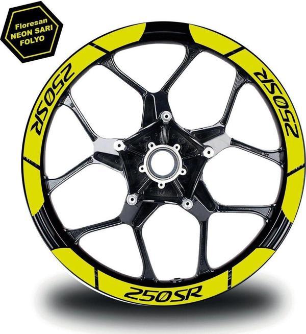 Neon Sarı CF MOTO 250 SR Geniş Jant Sticker Etiket Modeli - Image 1