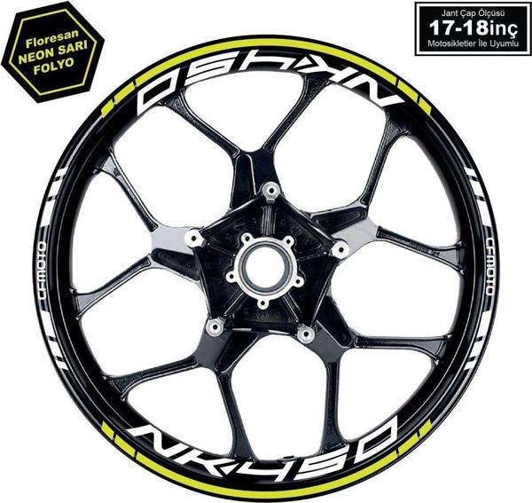 Neon Yeşil (Sarı) CFMOTO 450NK Motosiklet Jant Sticker Etiket Modeli İç & Dış Takım - Image 1