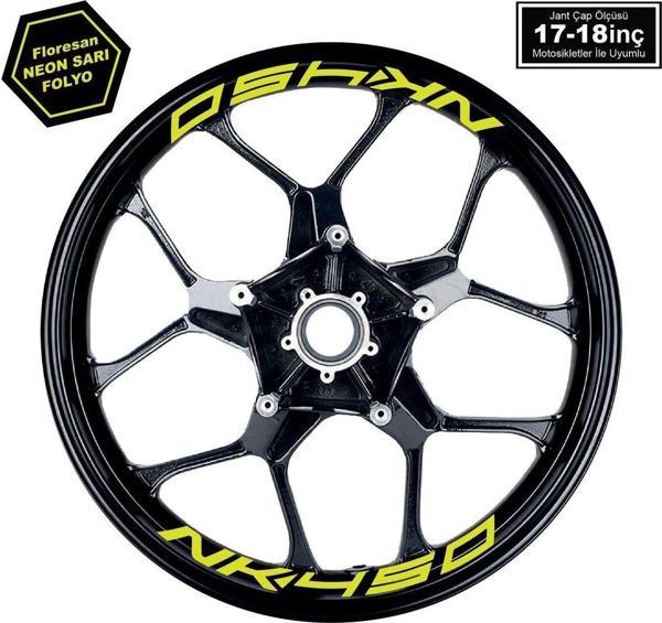 Neon Yeşil (Sarı) CFMOTO 450NK Yazılı 8 Li Jant İçi Yazı Sticker - Image 1